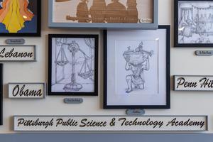 A close up of a portion of the mural