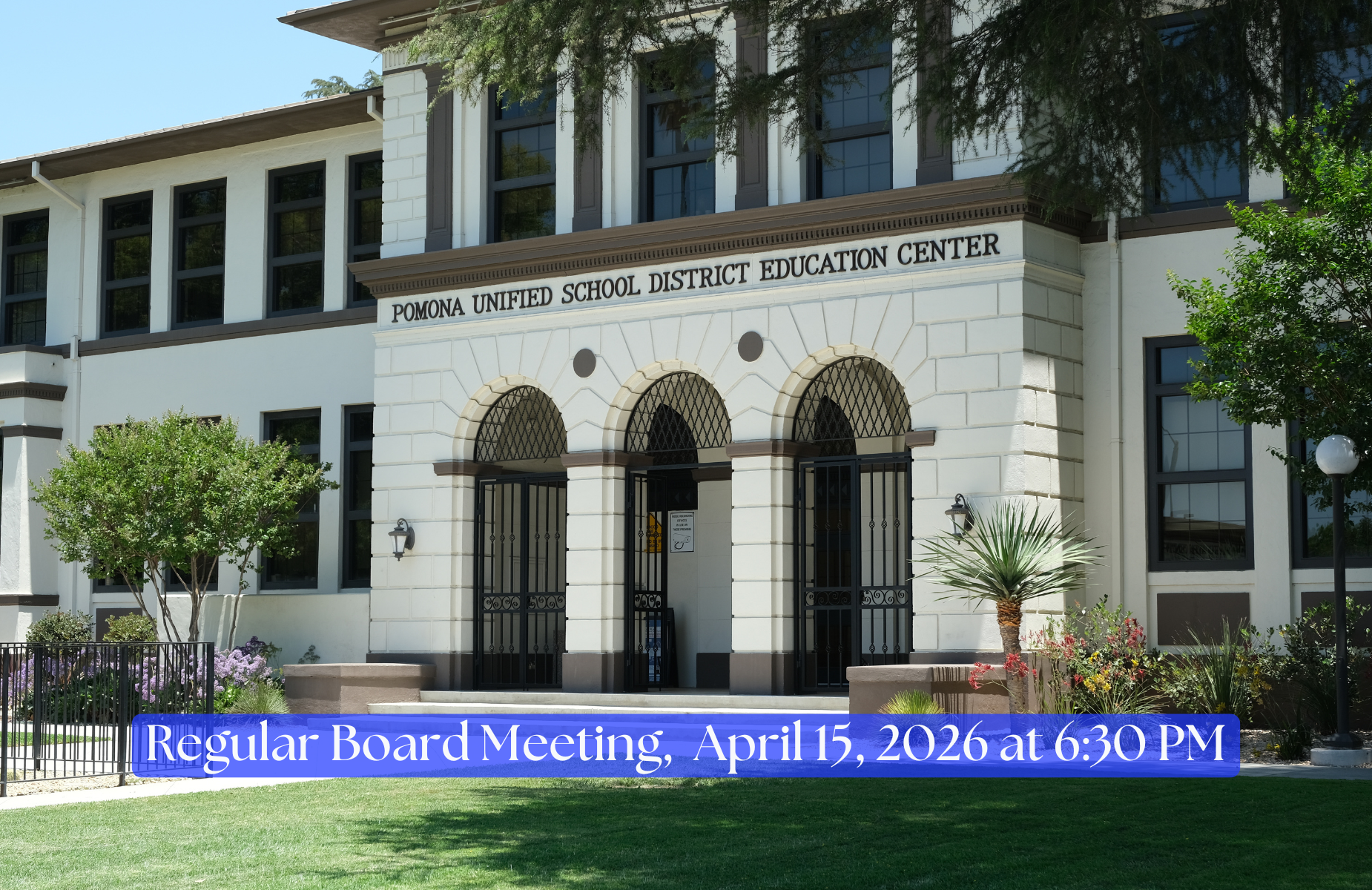 Board meeting shuffle banner - April 15, 2026 will begin at 6:30PM