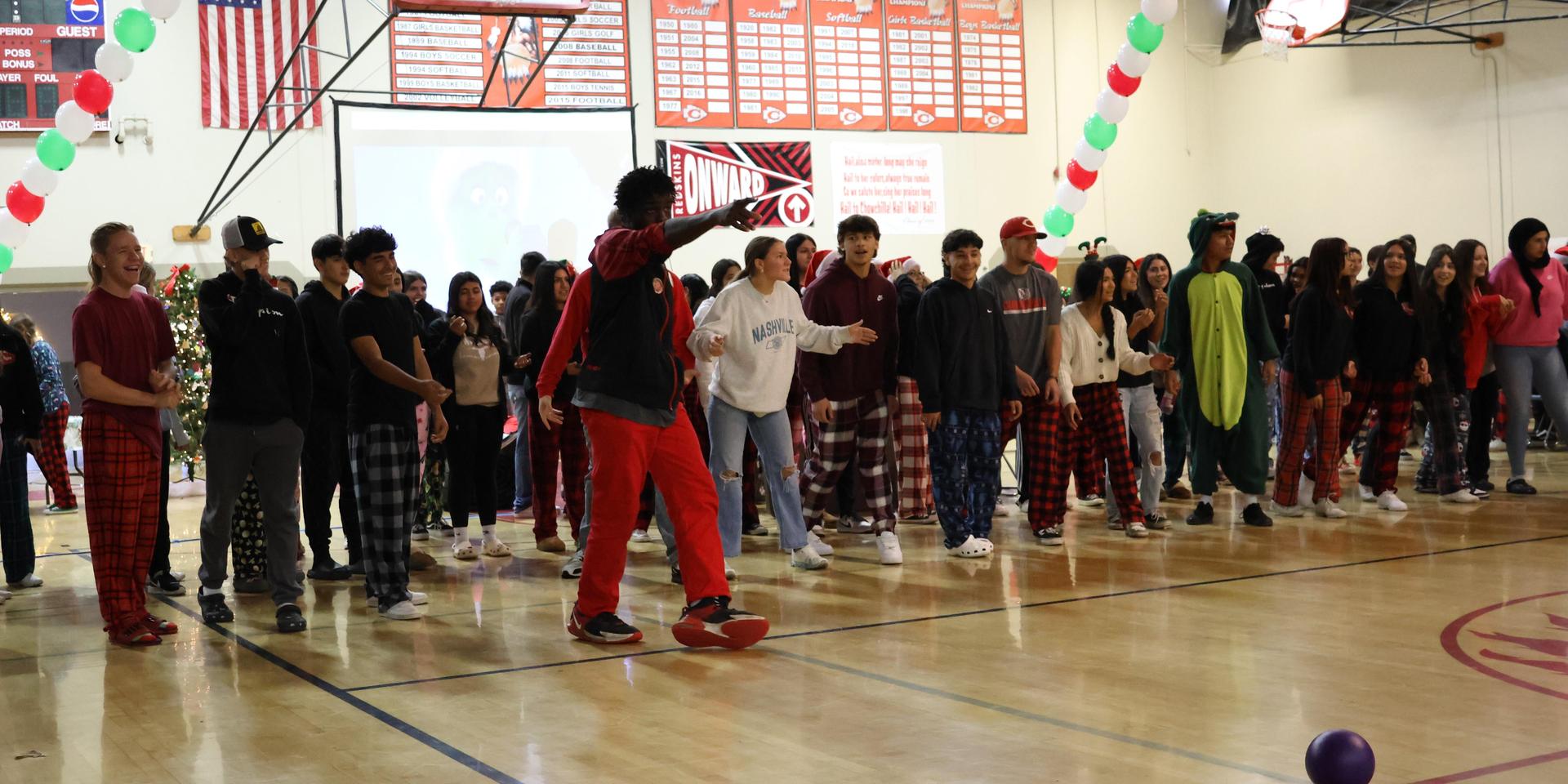 students playing dodgeball