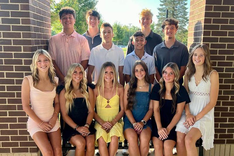 Homecoming court members are (Front) Adalyn Hawk, Scarlett Lakly, Cianna Culgan, Morgan Spudy, Kylie Colamarino, Eliyah McPherson, (Middle) David Dziedzic, Nico Casciato, Dylan Barrett, Tyler Boss, (Back) Nicholas Laskey, Jake Briggs