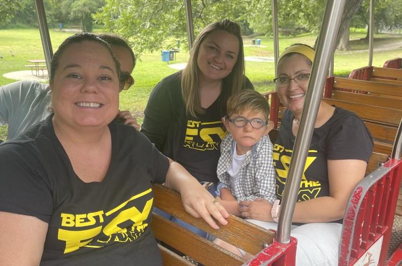 Homebound student and staff on an outing