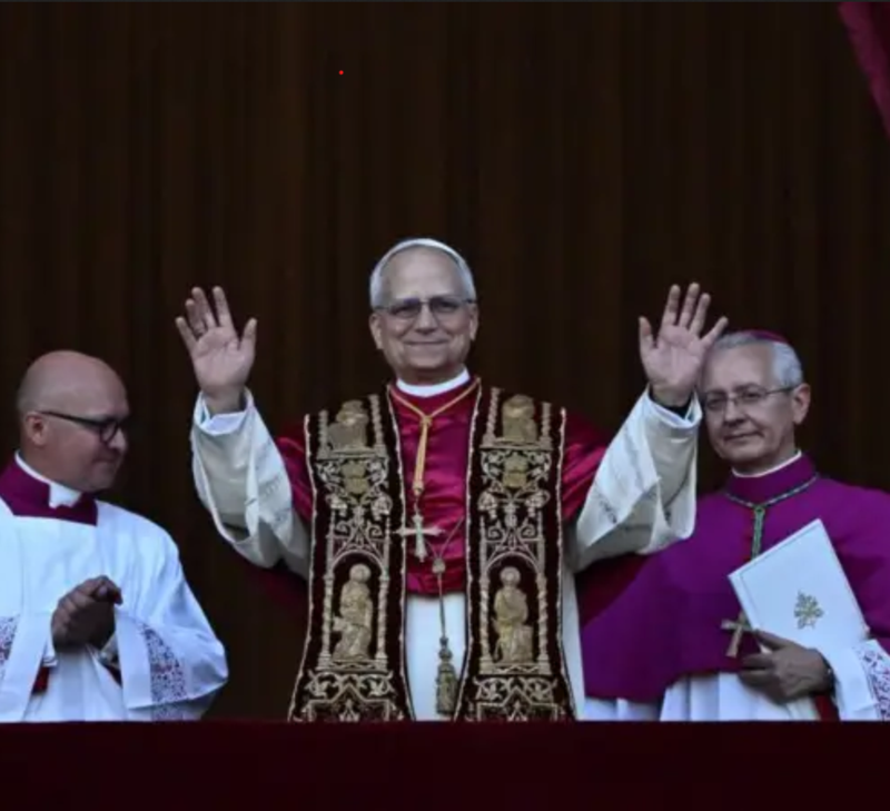 Pope Leo 14th greeting the crowd at his Election in 2025