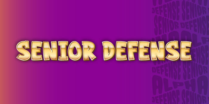 Text icon for ALPHA Senior Defense 2025 with purple gradient