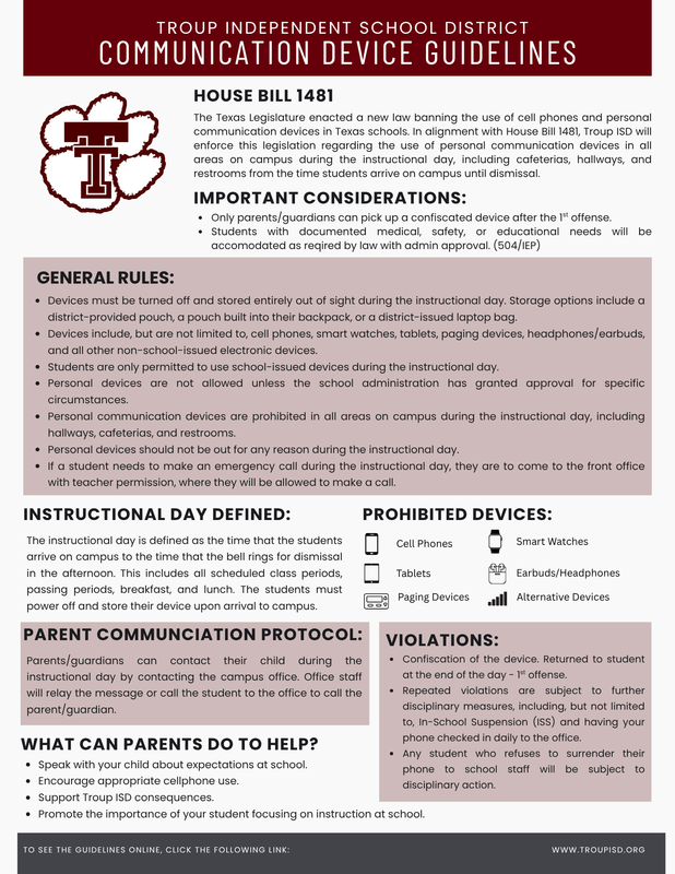 Troup ISD Communication Device Guidelines Featured Photo