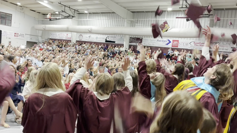 Clarkdale High Graduation Cap Toss