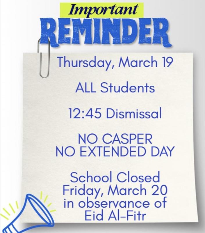 No school on Friday March 20