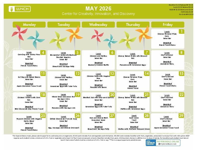 May Lunch Menu Featured Photo