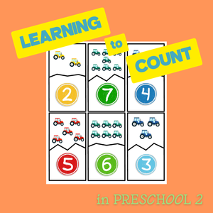 Learning to Count in Preschool 2 graphic with tractors