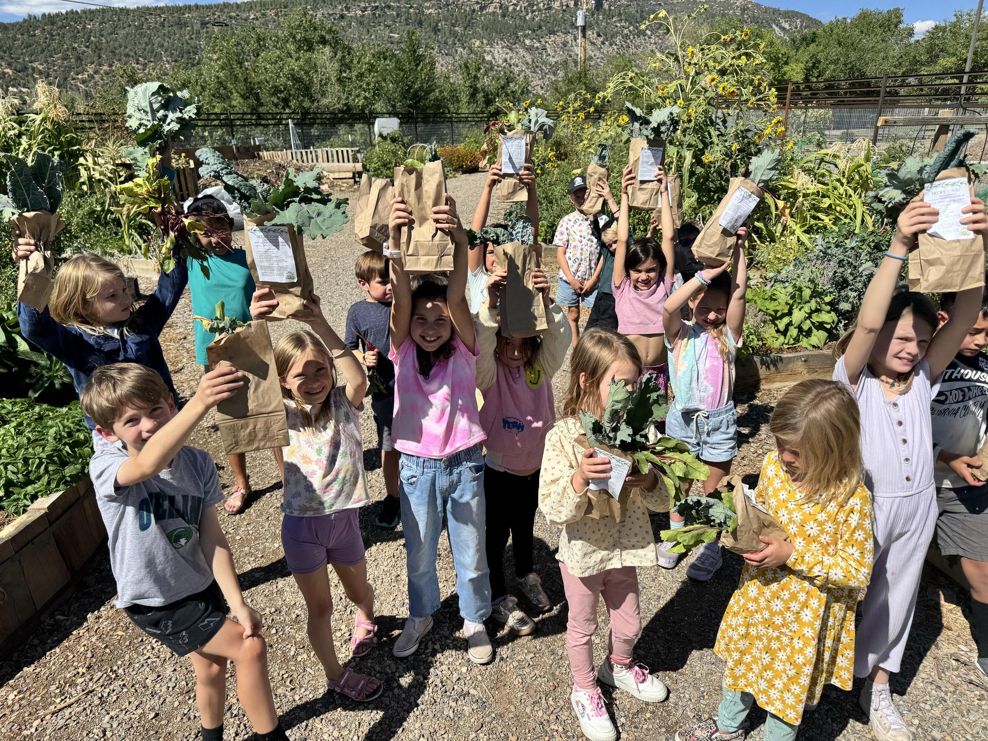 The team harvested kale and carrots from the SOIL Outdoor Learning Lab in October 2025. 