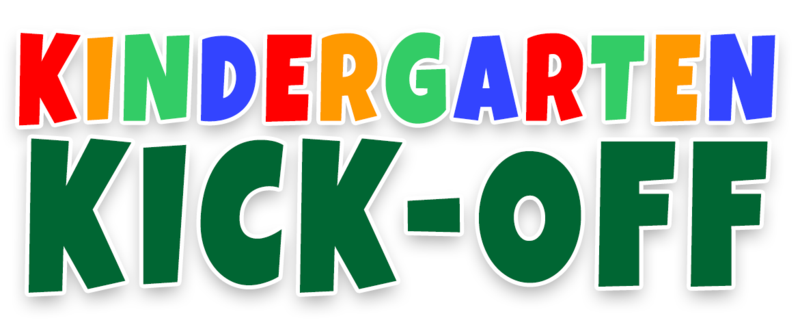 Picture of the words Kindergarten Kick off in colorful text
