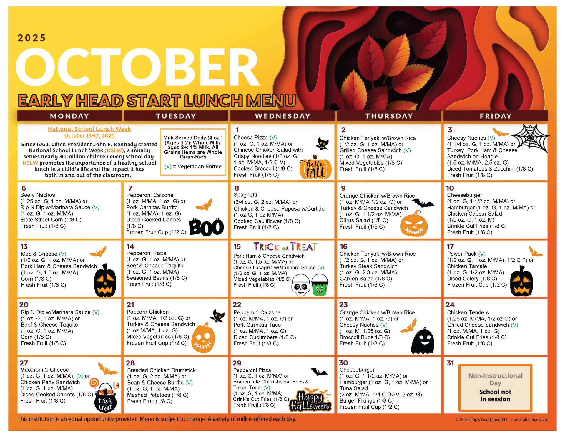 Early Head Start Lunch Menu (click to view)