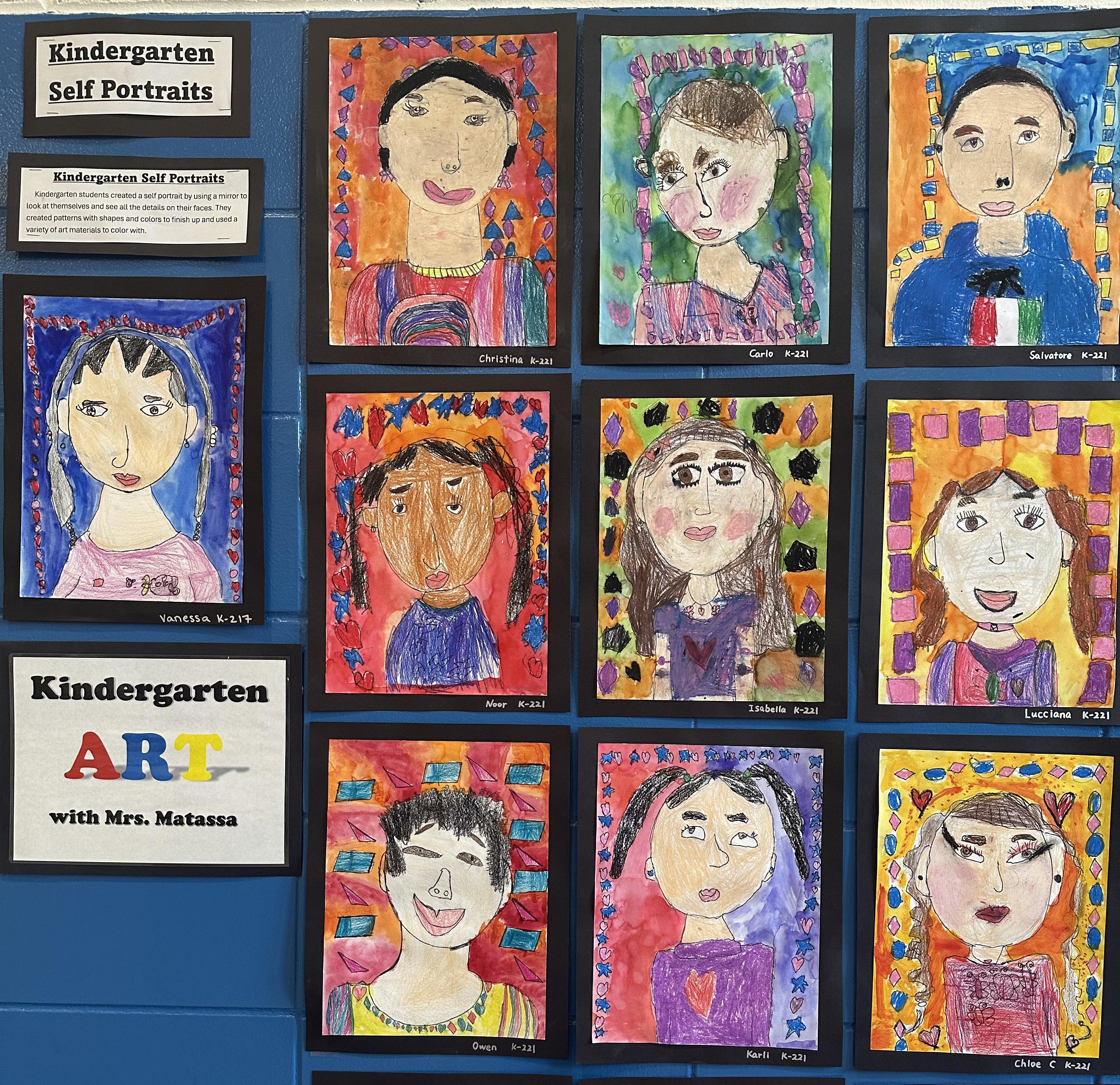 self-portraits made by kindergarteners