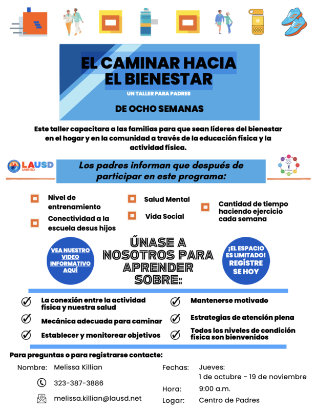 Información sobre el taller Caminar hacia el bienestar