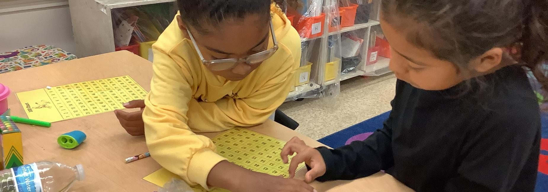 Students playing math game