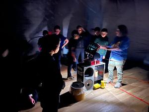 TDSA boys in the mobile planetarium