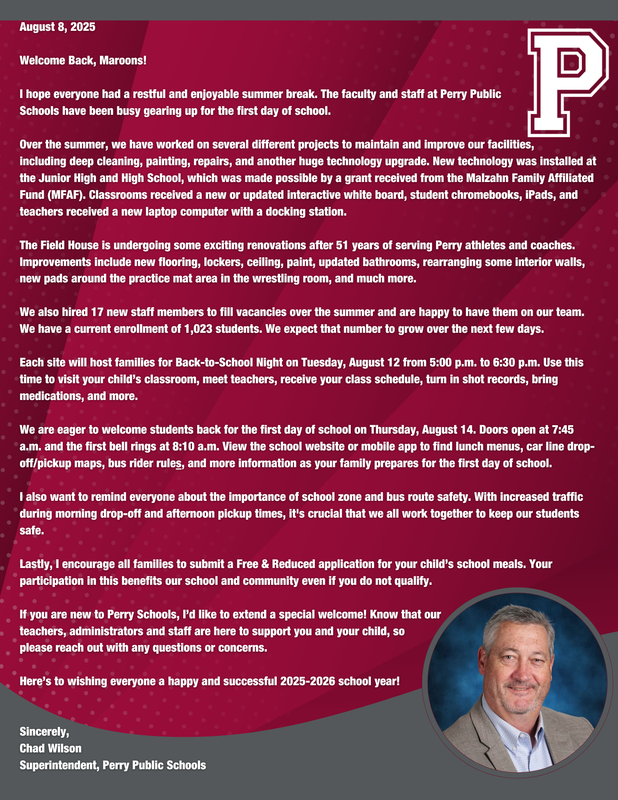 PPS Supt Chad Wilson Welcomes Back Maroons