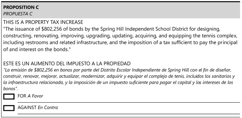 Sample Ballot Prop C