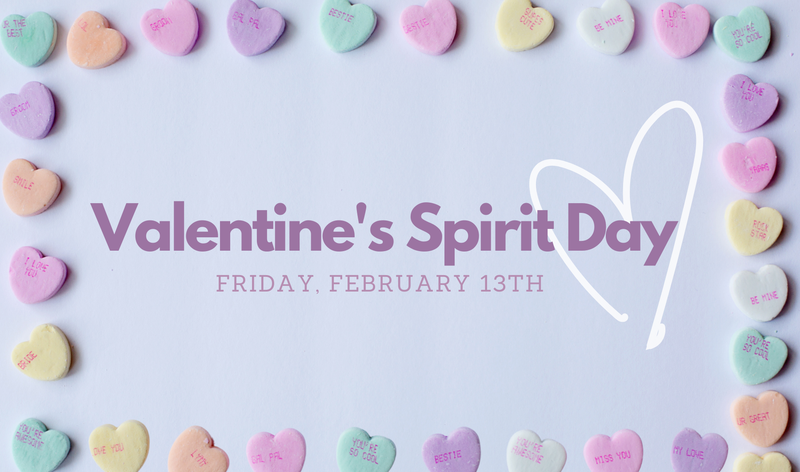 Candy Hearts on a purple background with information about Spirit Day