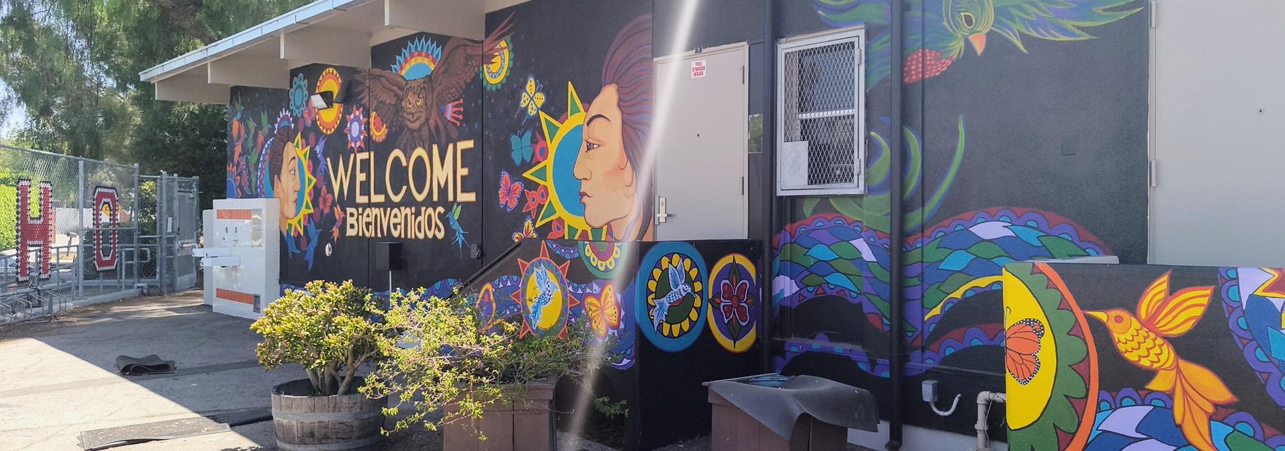 Mural outside of Room 1 and Front office at Owensmouth