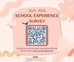 Pink school experience survey flyer 2025-2026 qr code