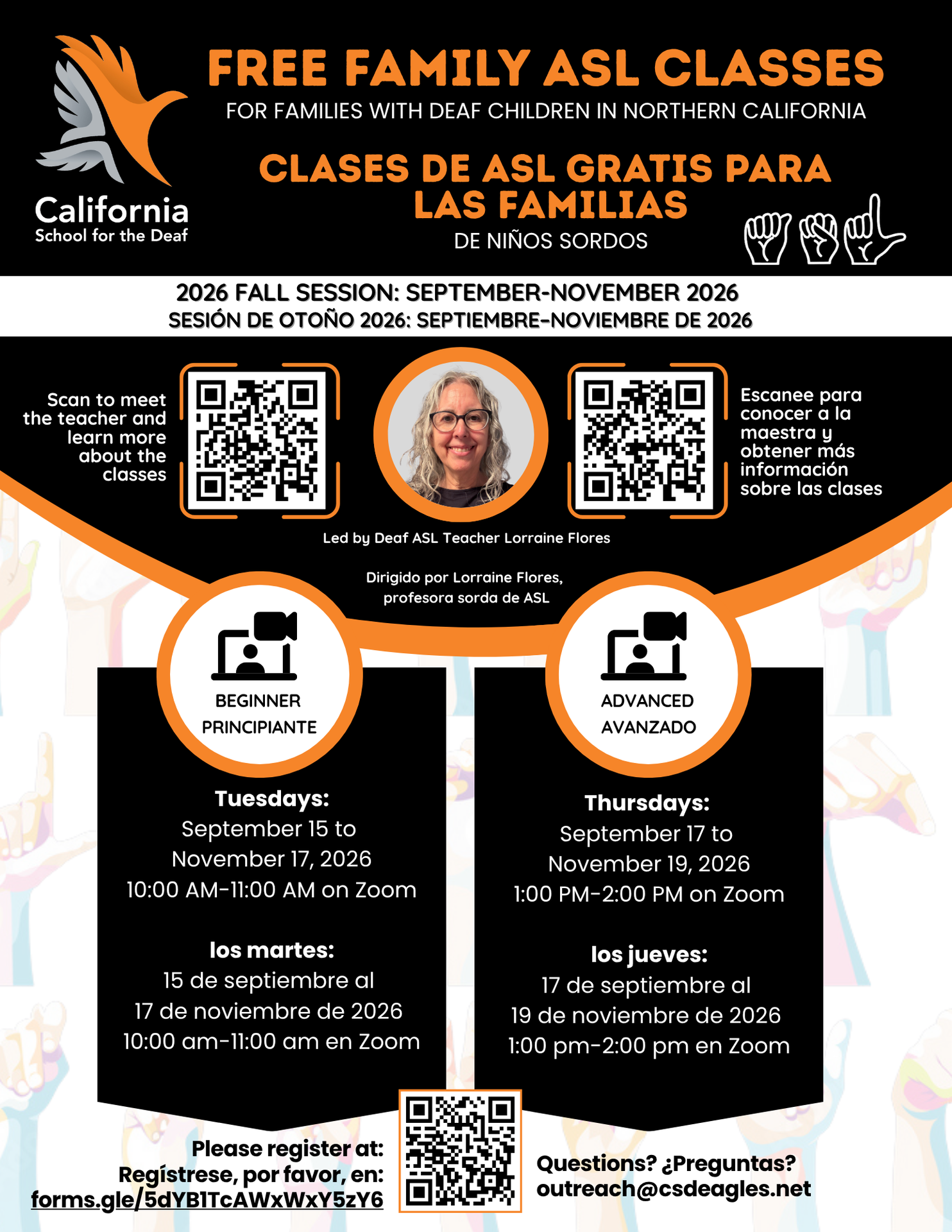 Flyer to register ASL classes