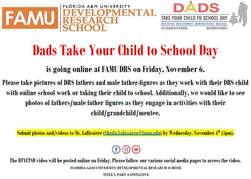 Dads Take Your Child to School Day - November 6, 2020