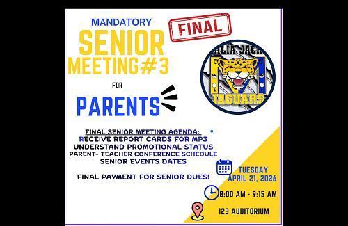 8th grade meeting poster with all the details of the meeting