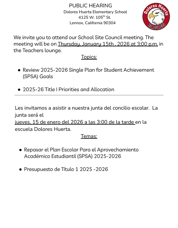 School Site Council (SSC) Meeting