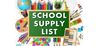 a variety of school supplies including scissors, pencils, glue