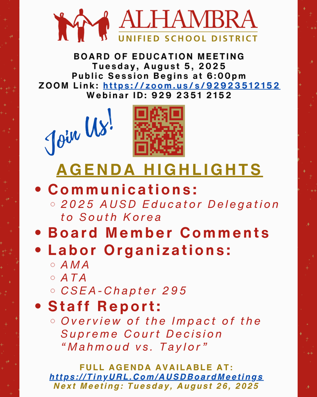 August 5th Board Meeting