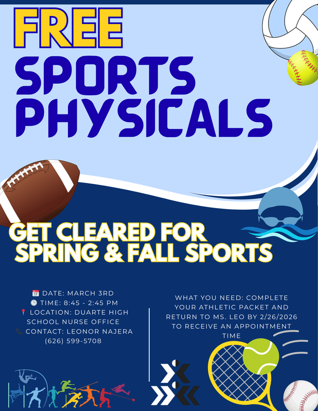 Free Sports physicals for students doing sports
