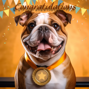 Bulldog with Award Medal