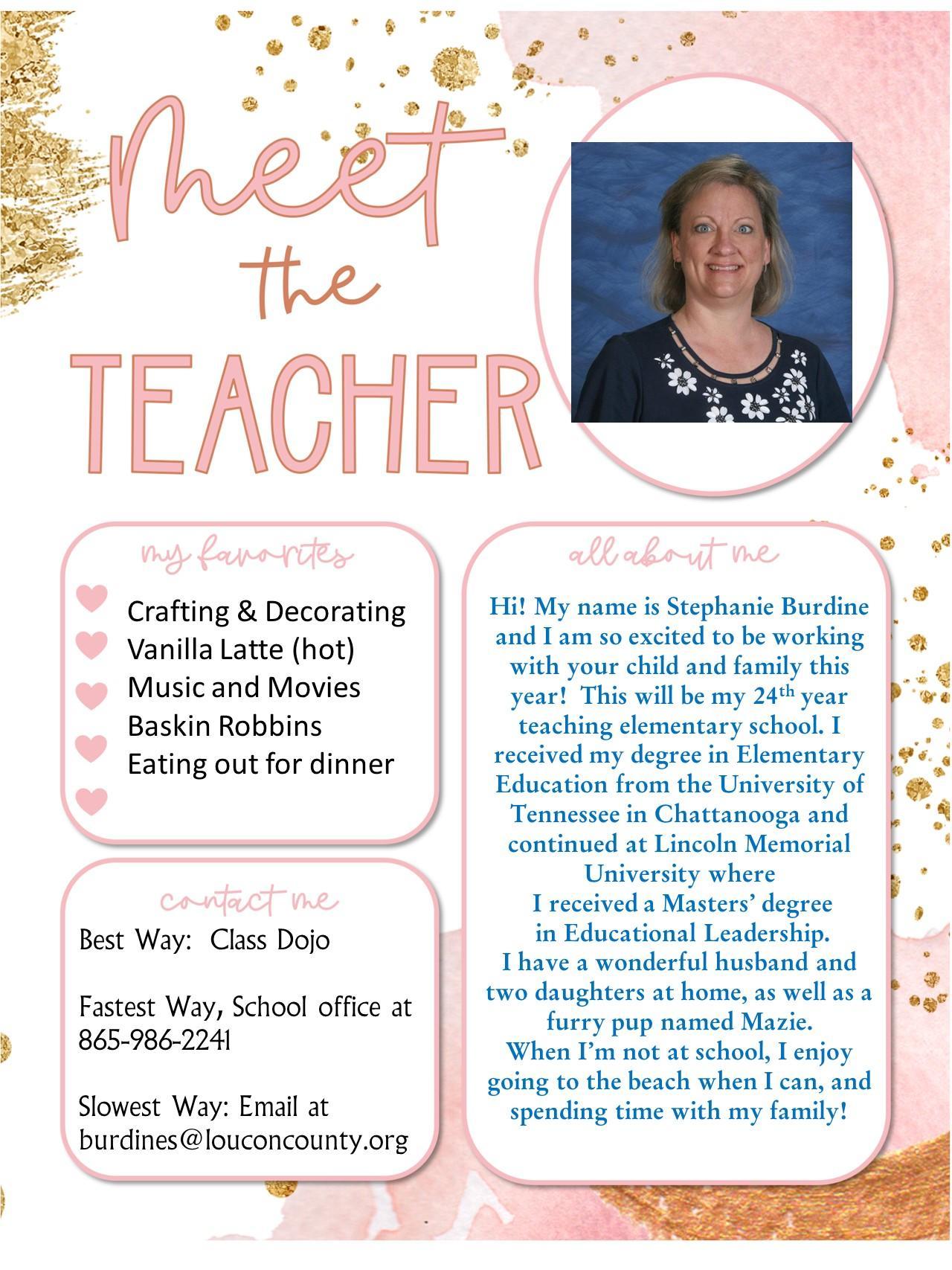 Daily Schedule And Teacher Information Stephanie Burdine 