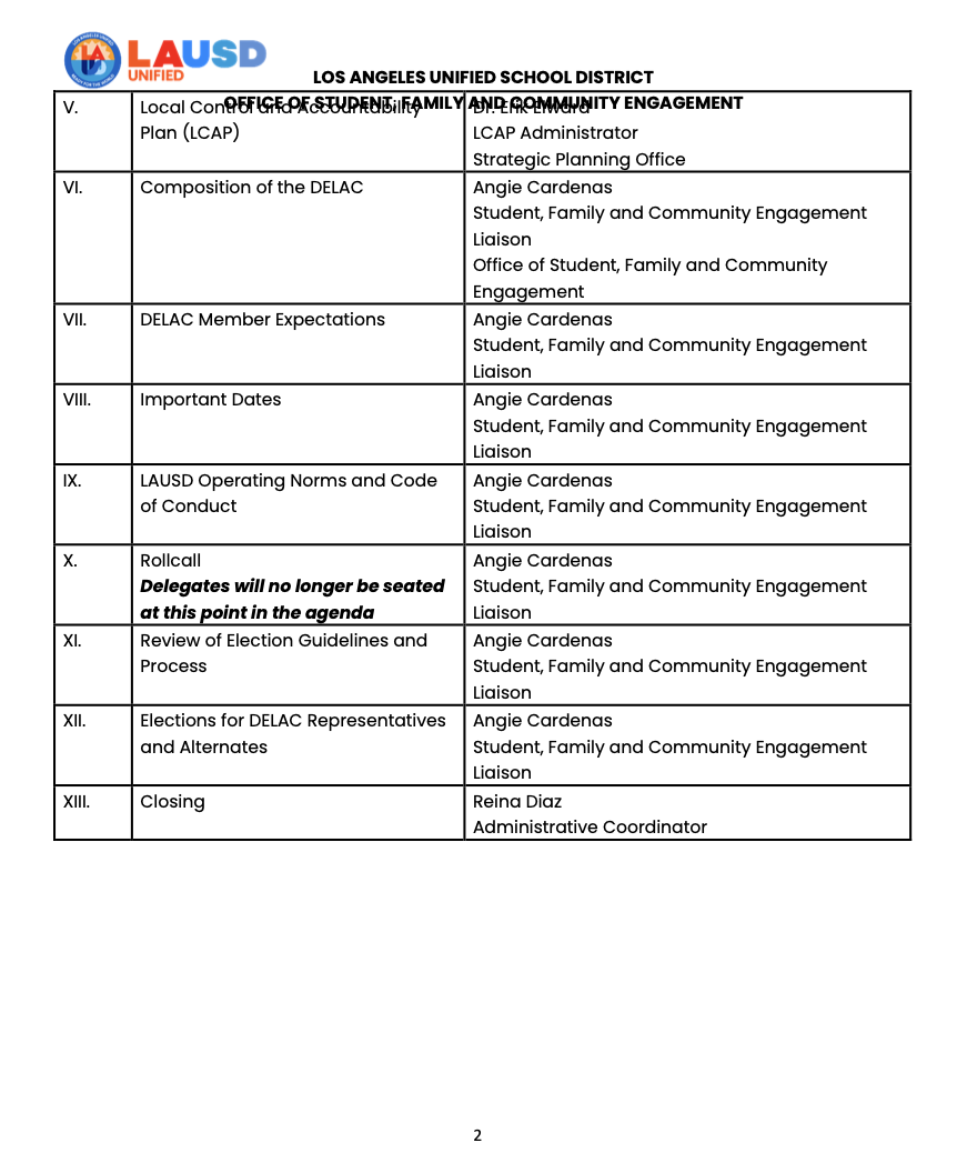 EL Delegate Convening Agenda 2
