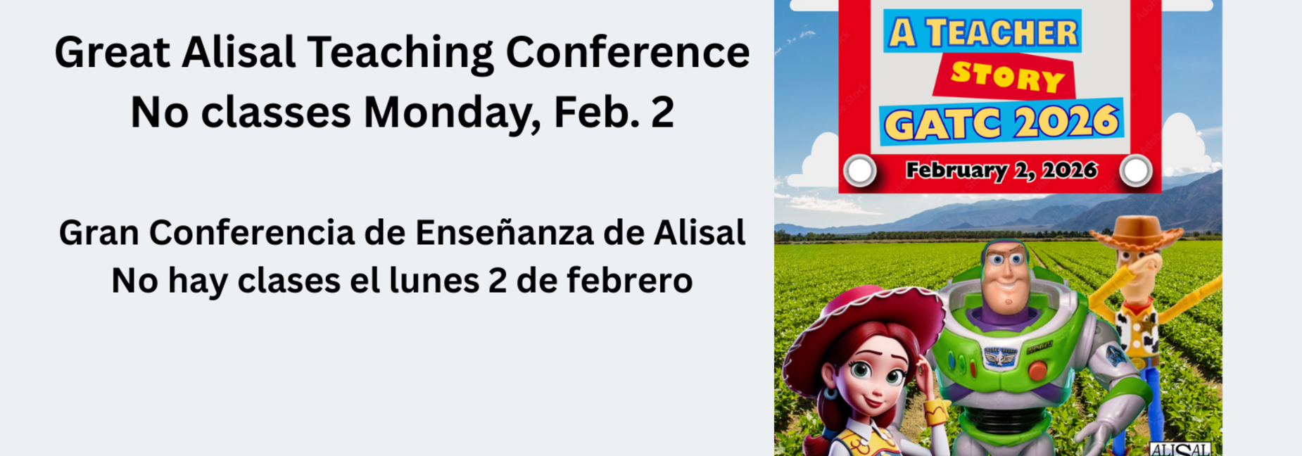 Banner advertising no classes due to the Alisal Teaching Conference
