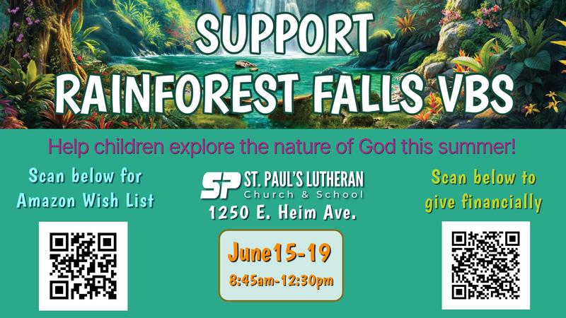 Support Rainforest Falls Vacation Bible School Featured Photo