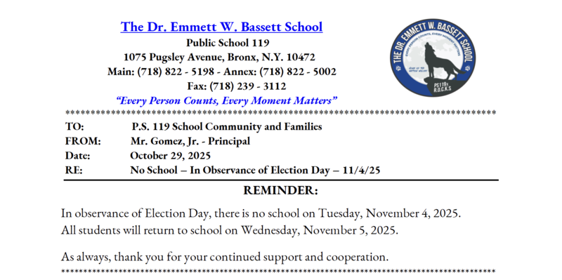 No School Flyer 11/4/2025