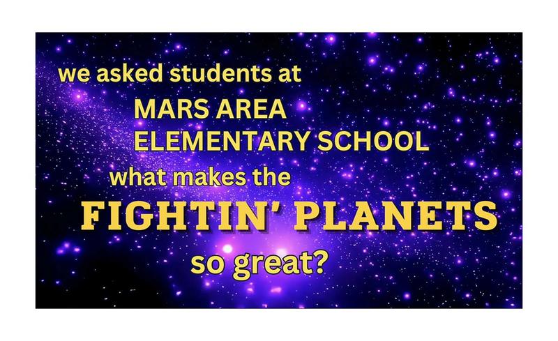 Text on a starry background asking about the 'Fightin' Planets.'