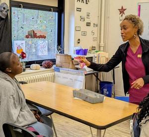Guest speaker, Josefina McKinnon, explains the role of a Dental Hygienist