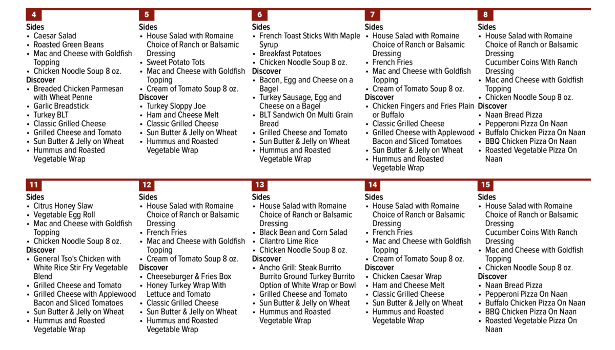 October menu 2