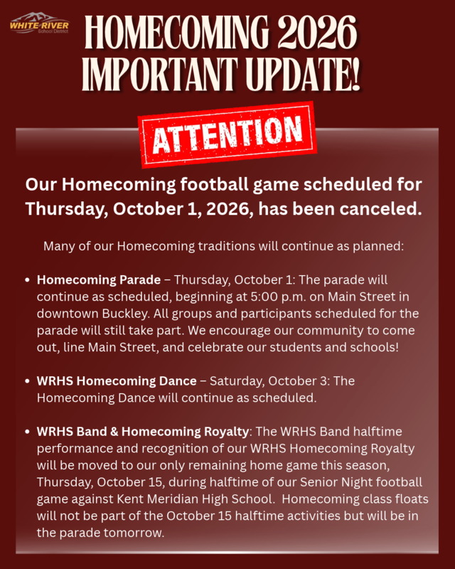 Homecoming 2026 Important Update flyer