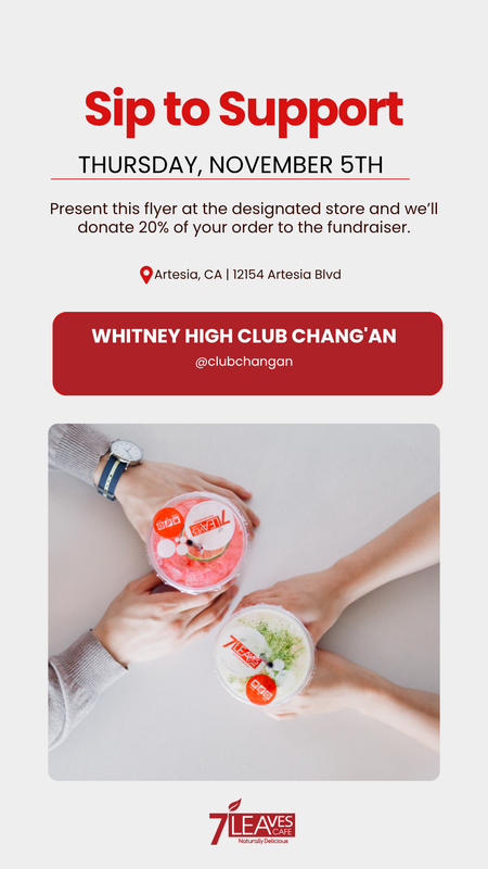 WHS Club Chang'an fundraiser at 7 Leaves Café on Thursday, November 5th from 7am - 11pm