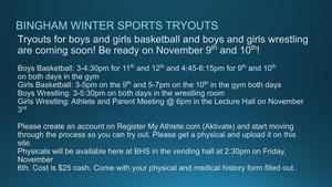 Winter sports tryout slide - all text is written below