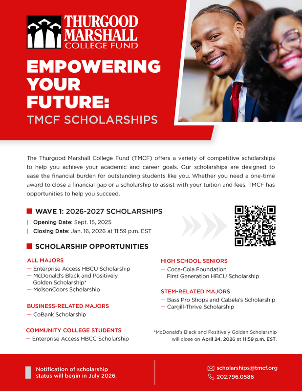 Thurgood Marshall College Fund’s (TMCF) 2026–2027 Scholarship Application