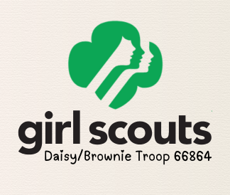 Girl Scouts logo with Brownie Daisy Troup Number on a tan background