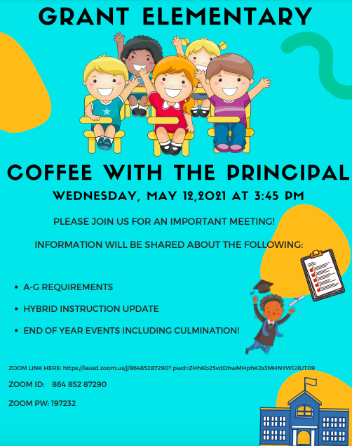 Coffee with the Principal 5/12/21 - Cafe con la Directora 5/21/21 Featured Photo