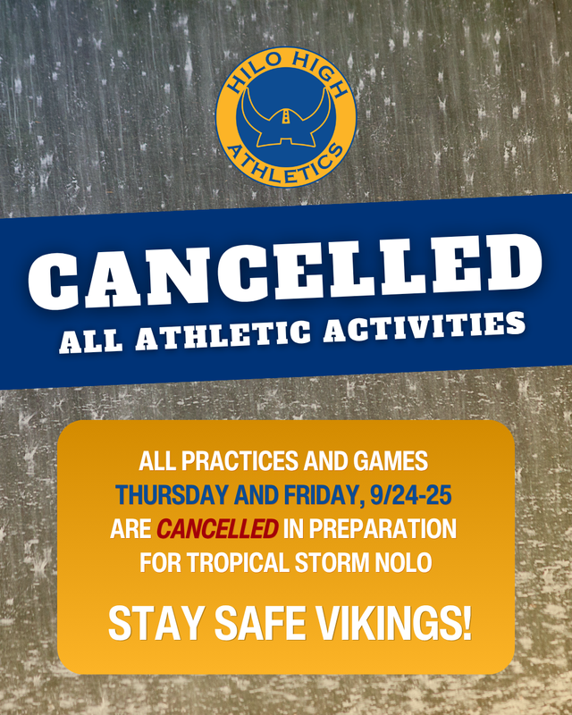 Athletics Practices and Activities cancelled for 9/24-25