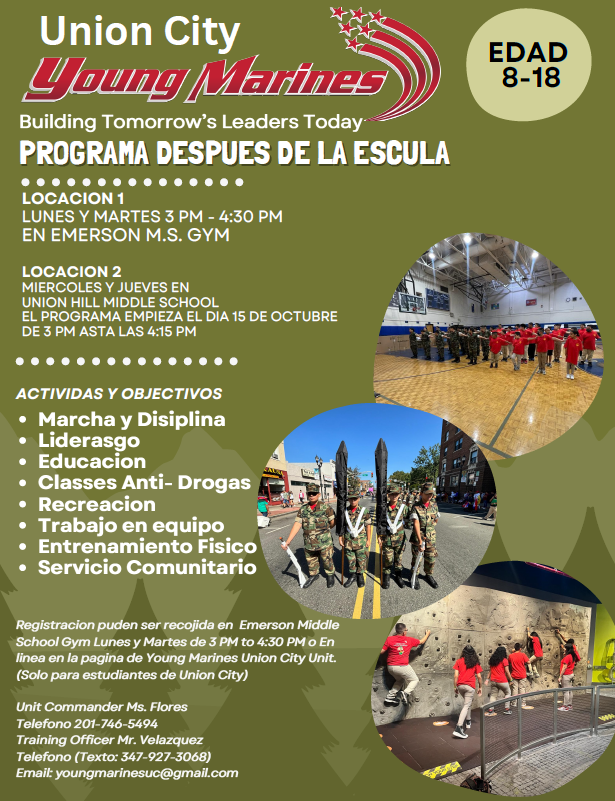 Union City Young Marines After School Program Flyer