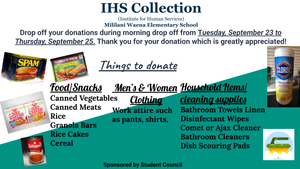 IHS Flyer describing the week of the event and different items to bring