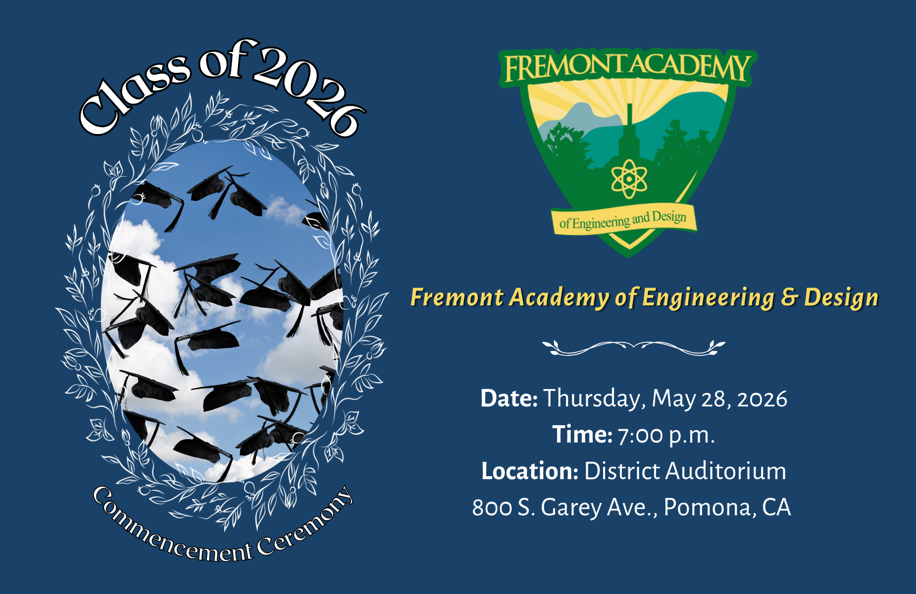 Fremont graduation shuffle banner for homepage